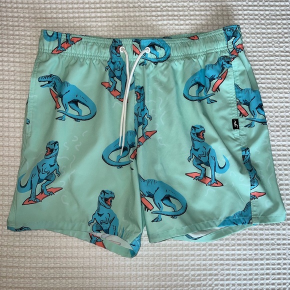 Hollister Men's Dinosaur Print Swim Trunks - Light Blue - Picture 1 of 2